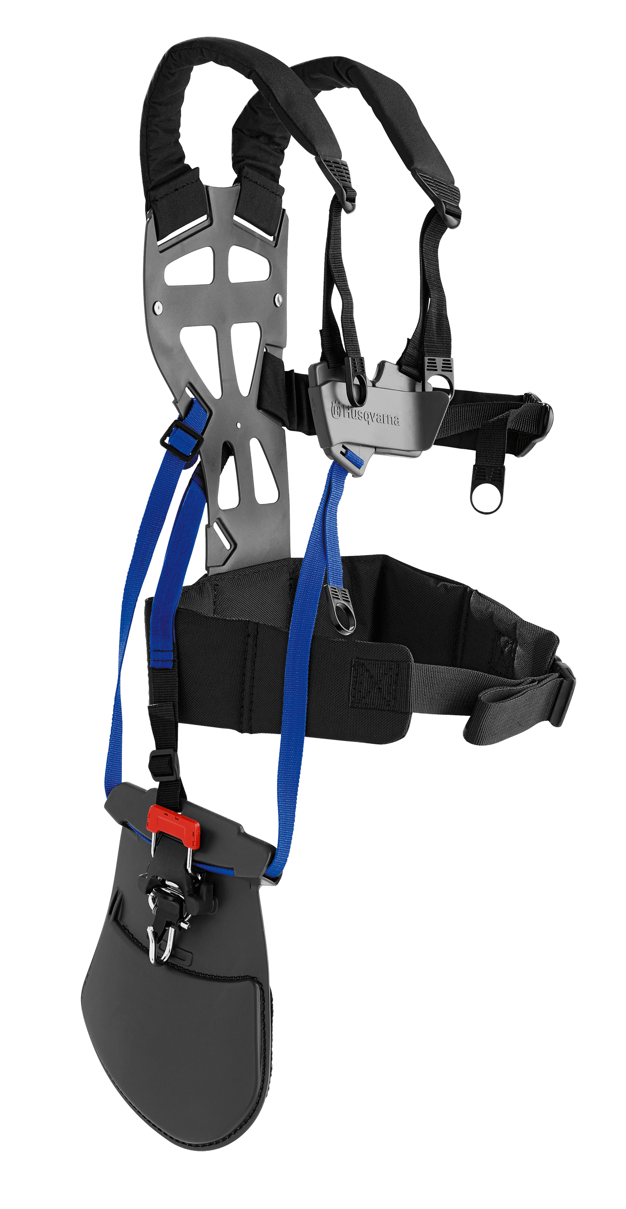 Ergonomic harness with broad back support, shoulder straps and hip belt that distributes the load over a larger area. image